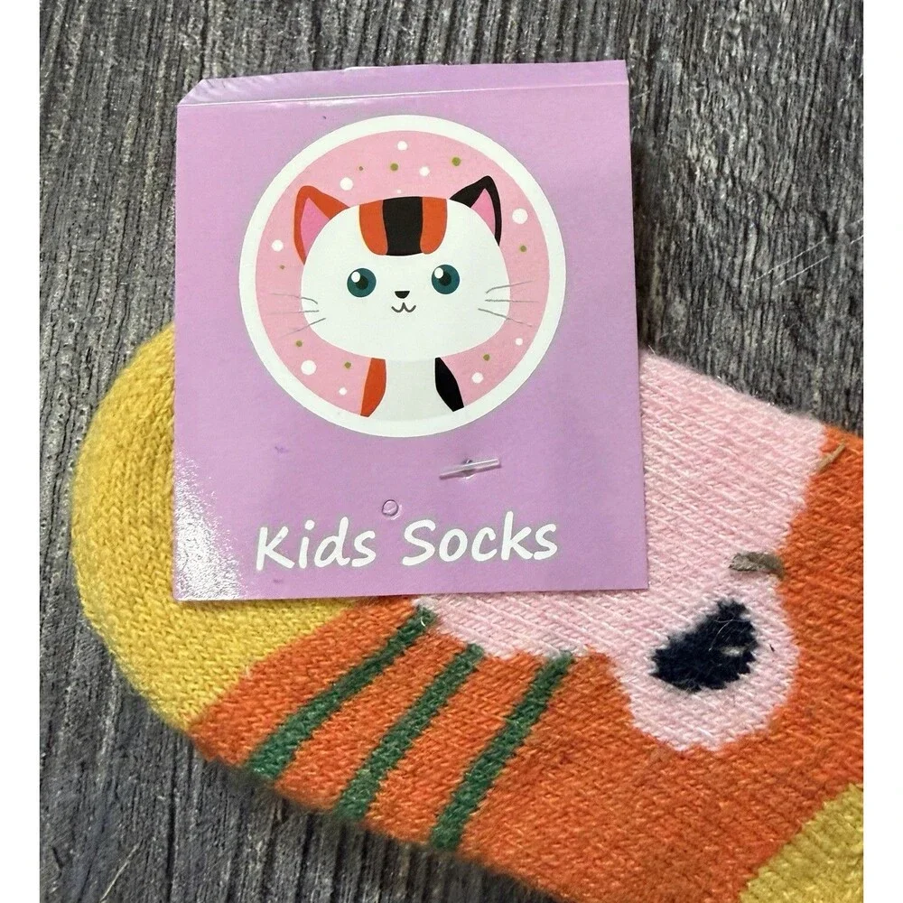 Kids Wool Blend Winter Socks Bear Fox Orange Cozy Toddler